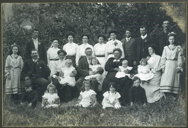 The Guard family photographed here around 1910 who still occupy land holdings in the Marlborough Sounds.